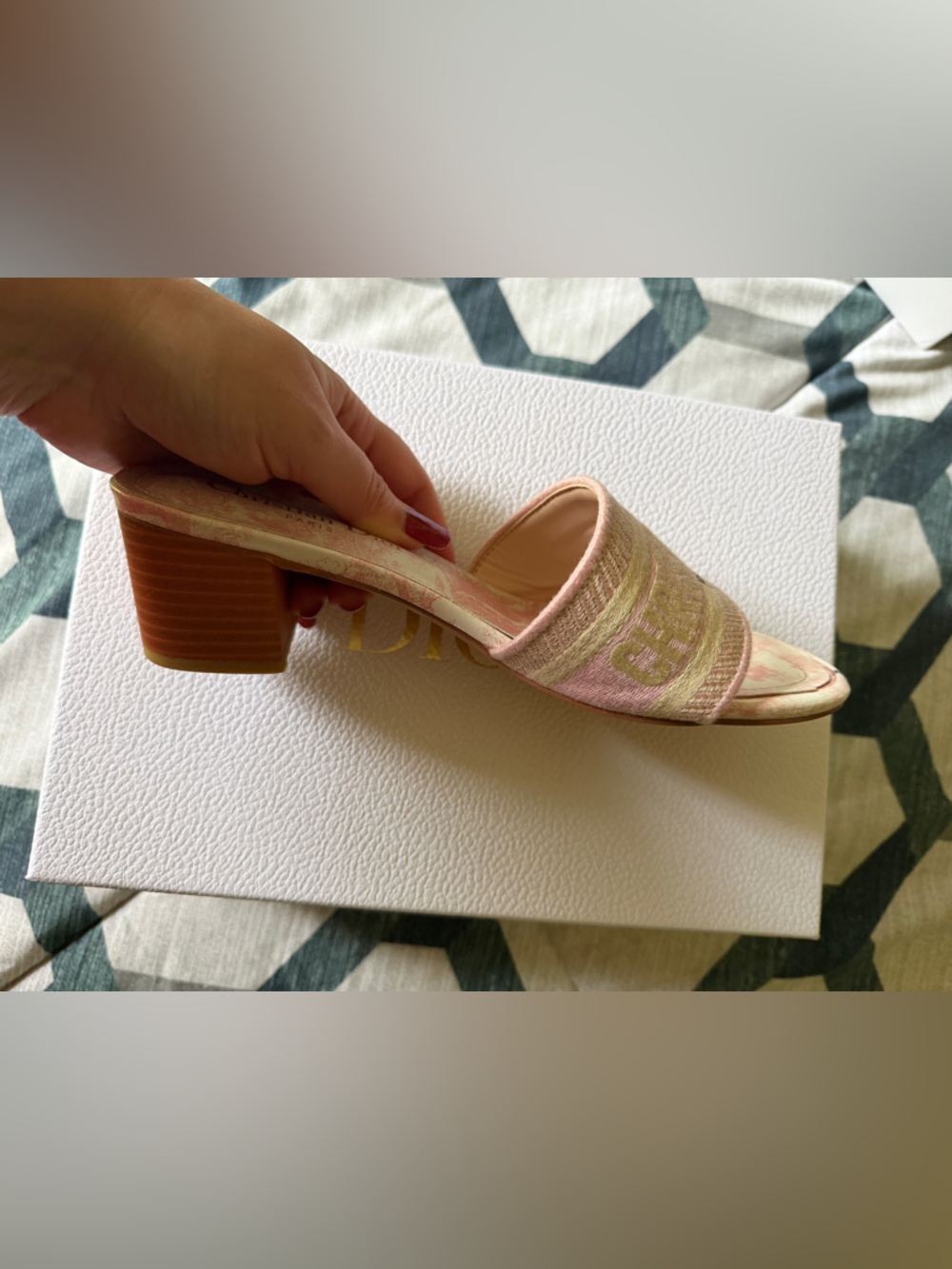 Dior Pink heels Slide Sandals with box and paper bag